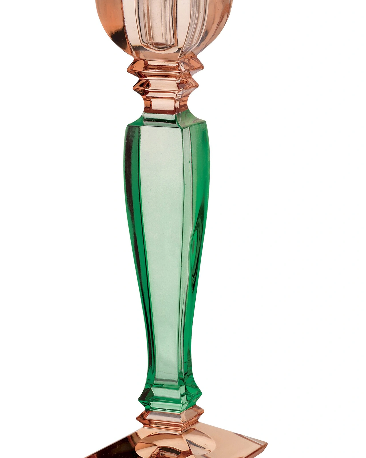 Подсвечник Cre Art Candel-04, зеленый с розовым, h 25,5cm стекло