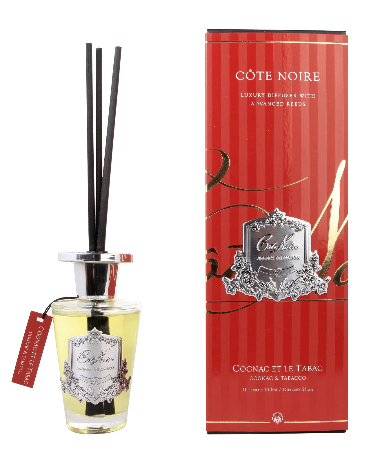 COGNAC ET LE TABAC Диффузор, серебряный декор, 150 мл, ВхШхД 30х10,5х10,5 см