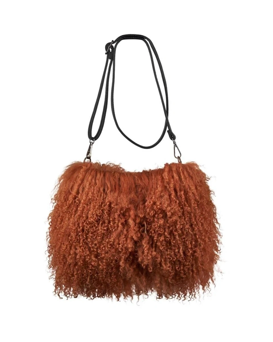 JASMIN BAG Leather brown Сумка-муфта 19/26, рыжий, козий мех 30/40