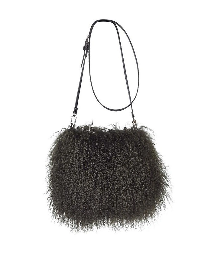 JASMIN MUFF BAG hedge greenСумка-муфта зеленый 19/26, с мехом 30/40