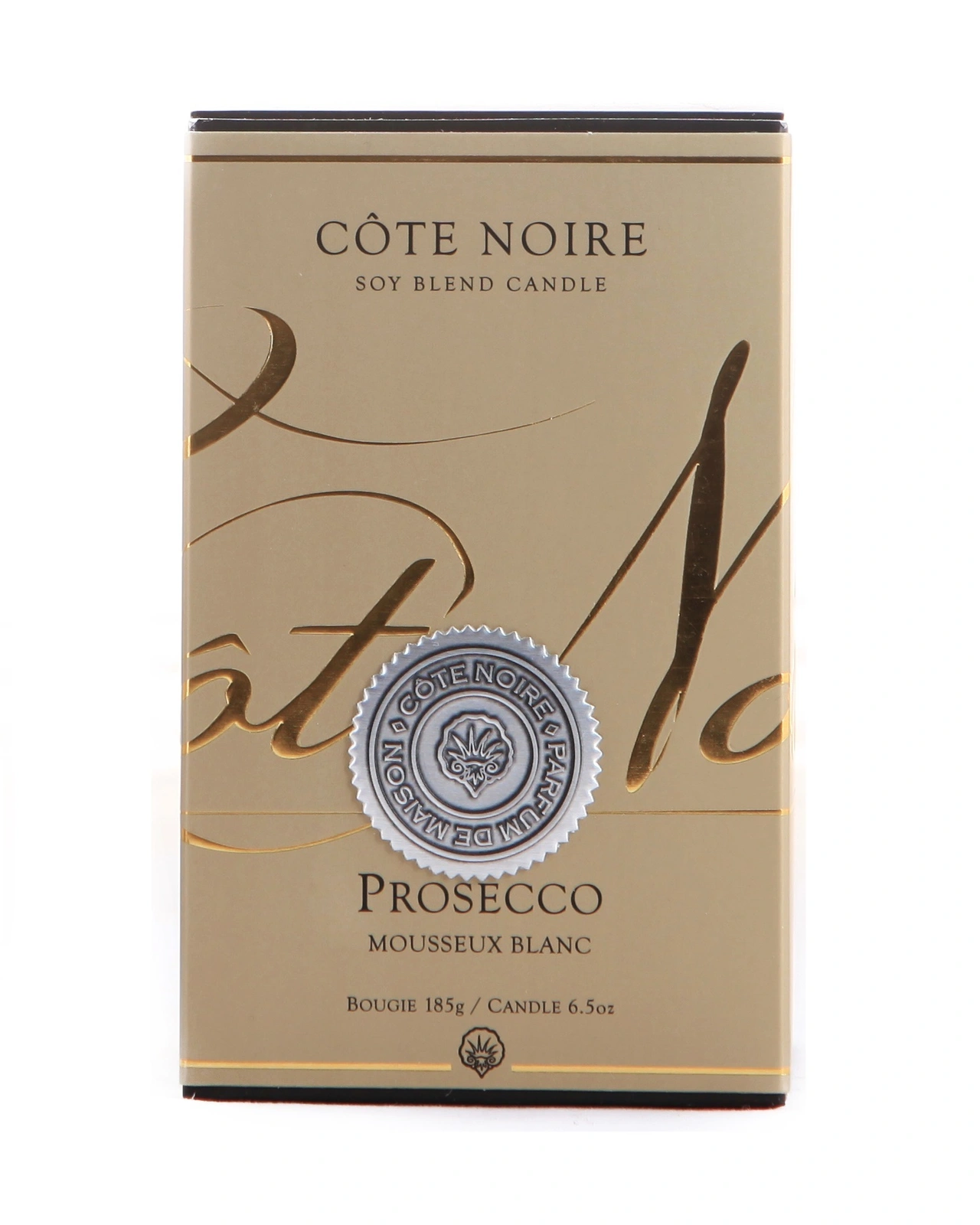 PROSECCOСвеча 185 гр, серебряный декор, ВхШхД 13,5х8х8 см соевый воск, время горения 60ч