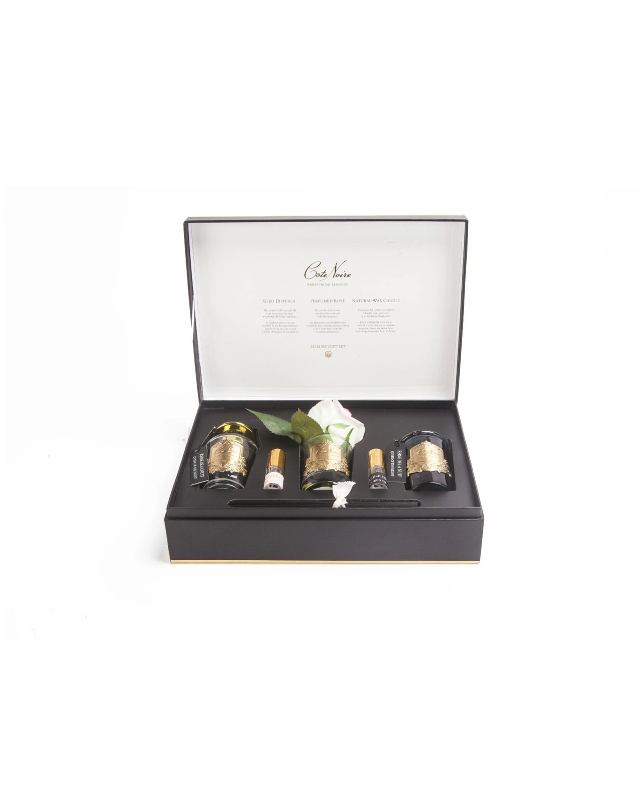 GIFT PACK QUEEN OF THE NIGHT Подарочный набор(диффузор 100мл, бутон розы, 2 спрея по 10 мл, свеча 75
