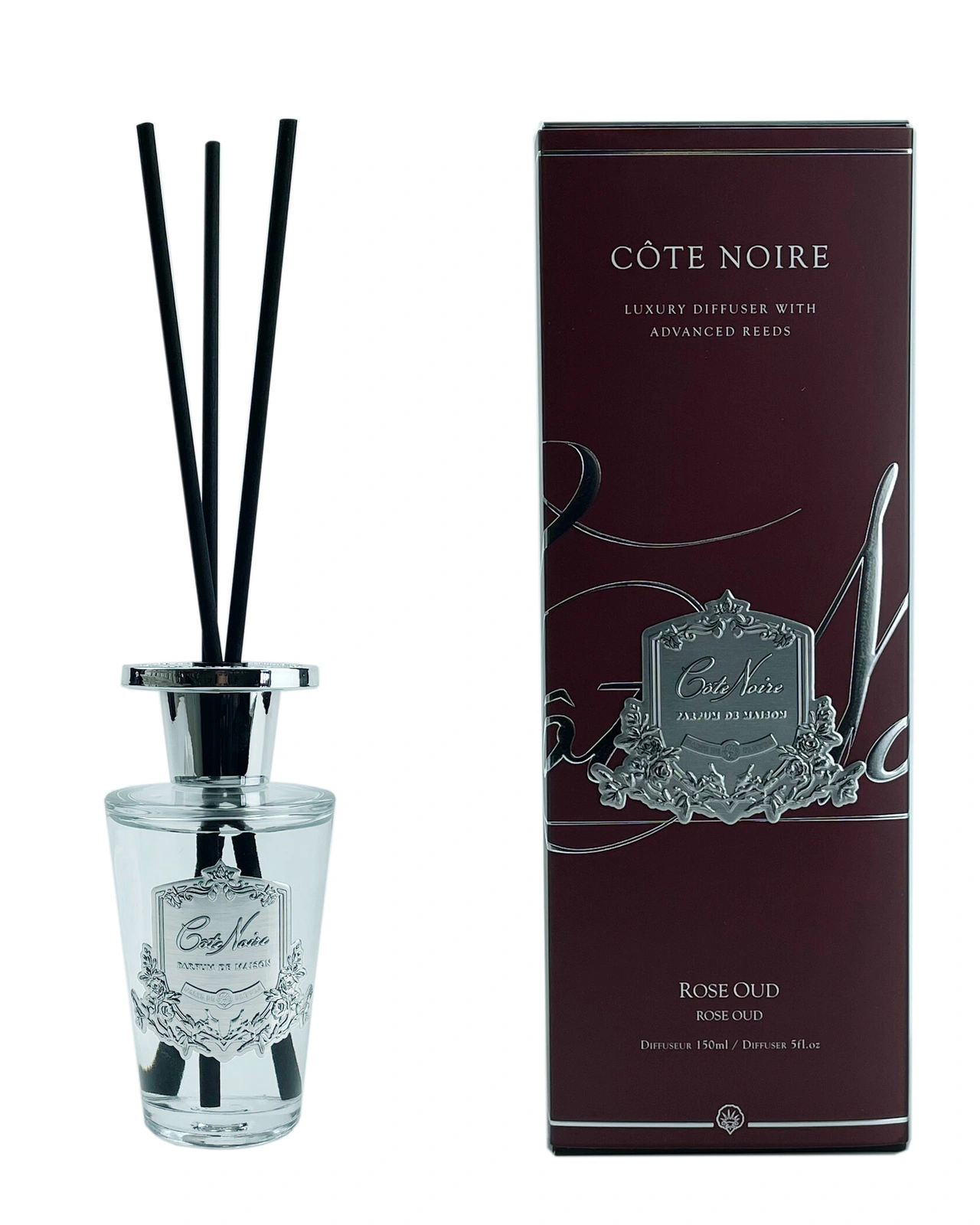 ROSE OUDДиффузор, серебряный декор, 150 мл, ВхШхД 30х10,5х10,5 см