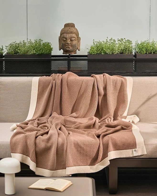 Плед с кантом  "LOUNGE", р-р: 150 х 200см, ТМ "Luxberry" цвет:мусс мокко/льняной