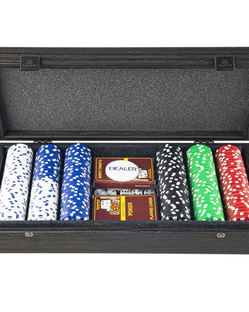 POKER SETНабор для покера (карты 300 шт ) черный, корпус дерево 39х22 см