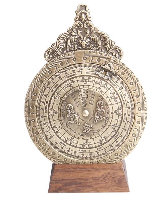 Лунный календарь Hemisferium Lunar Calendar/Tidal Abacus диам 12 х 0,7 Высота с базой 16,2 см, бронз