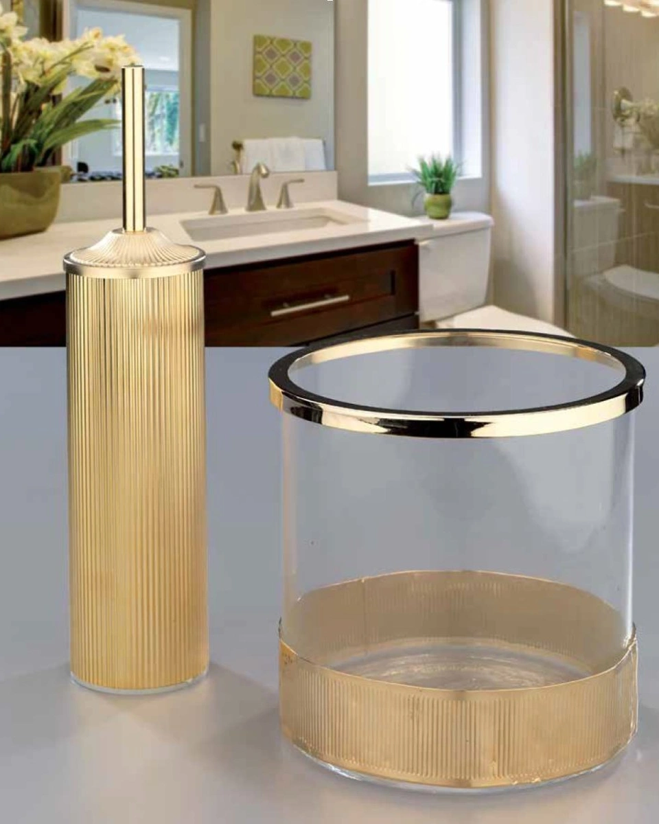 Корзина Cre Art Bath England, диам 20 H. 23 стекло, латунь, покрытие золото 24к