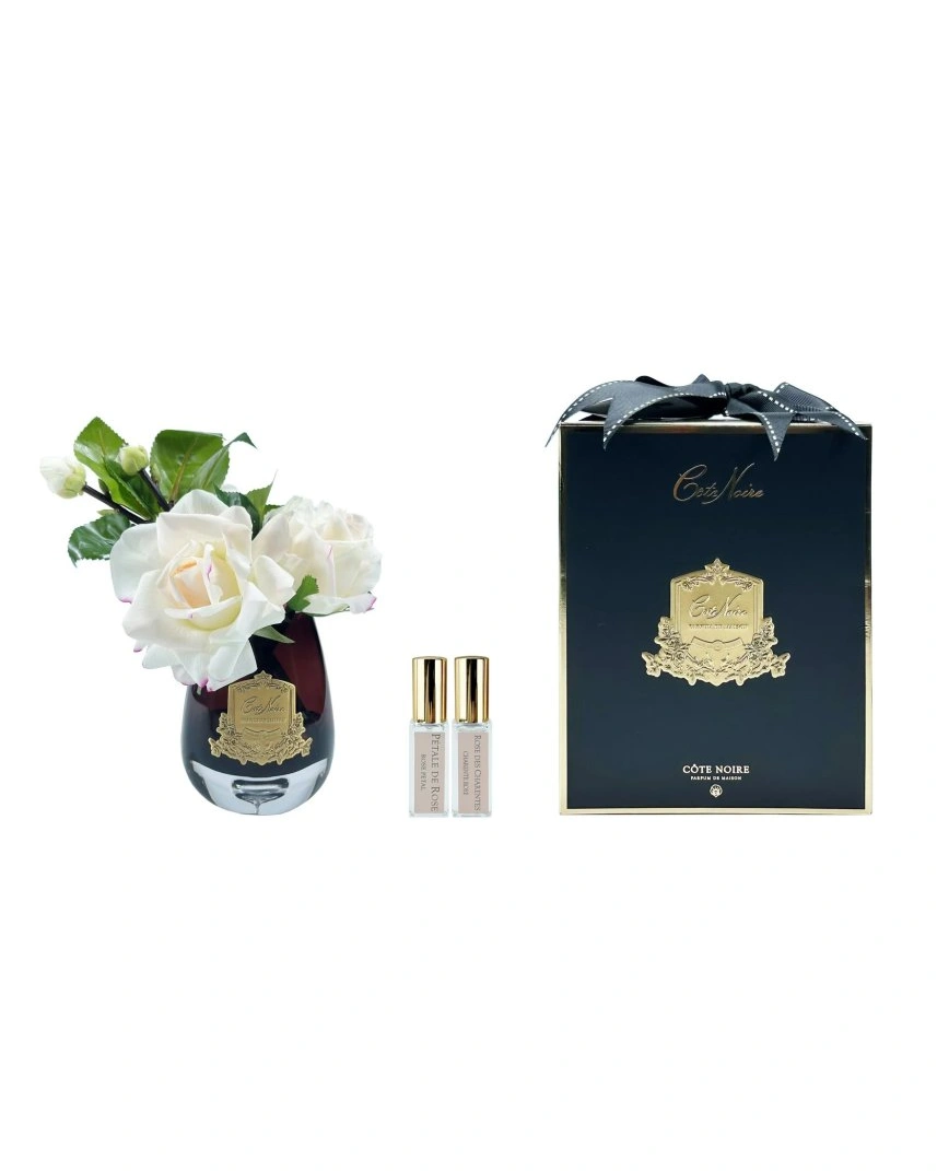 TEA ROSE Pink blush blackРоза, цвет светло-розовый, черная ваза, 2 спрея 5 мл ВхШхД 21х17х17 см