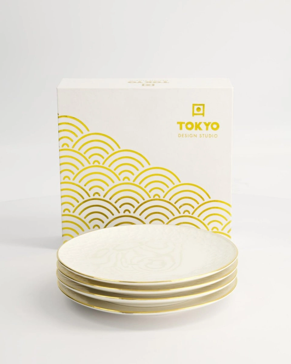 Набор тарелок Tokyo Design Nippon Rim gold, 4шт, 15 см, фарфор