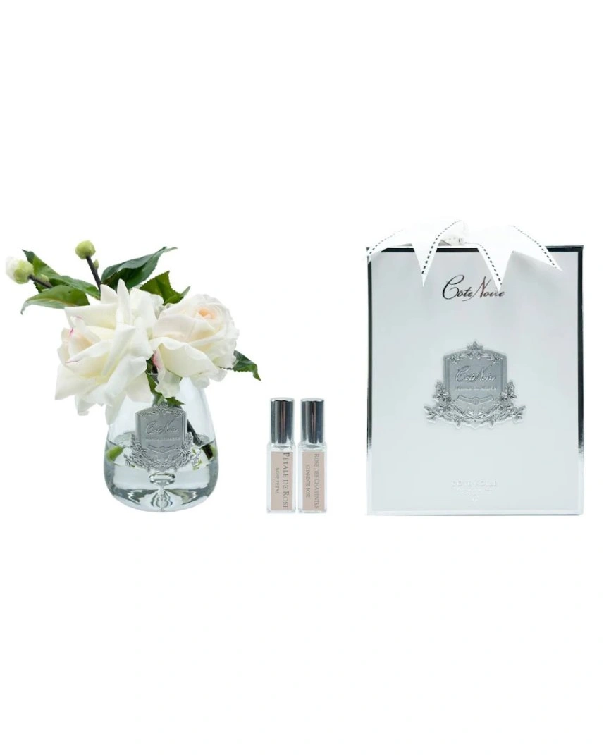 TEA ROSE Pink blush clearРоза, цвет светло-розовый, прозрачная ваза, 2 спрея 5 мл ВхШхД 21х17х1