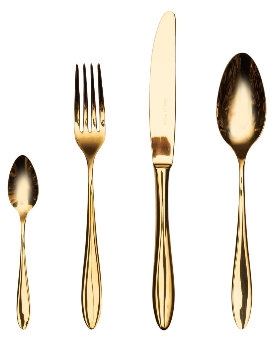 Столовые приборы BELO gold 53-54, сталь 18/10, цвет золото PVD, 24 шт.
