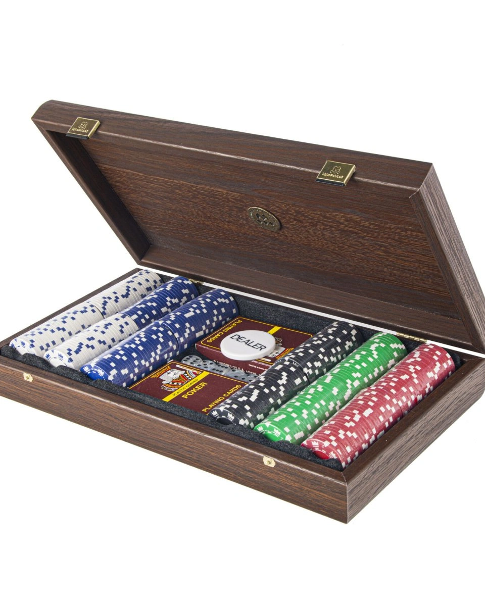POKER SETНабор для покера (карты 300 шт ) 39х22 см, темный орех с калифорнийским корнем