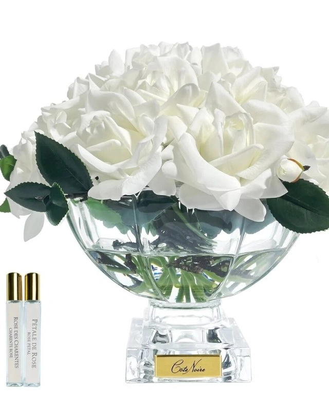 French rose centrepiece White goldДиффузор-букет роз, белый, 2 спрея по 10 мл, золотой декор 33х3