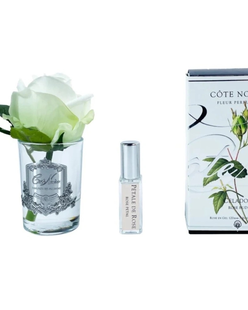 Бутон розы диффузор ROSE BUD green, зеленый, прозрачная ваза, 1 спрей 5 мл