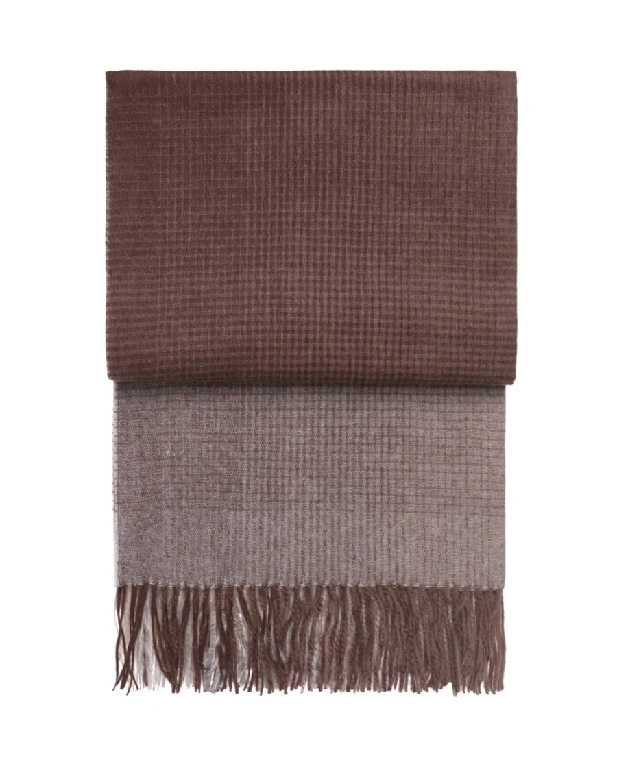 HORIZON plum/cognac Плед 130/200 , 50% альпака + 40% овечья шерсть + 10% микрофибра, 560 гр