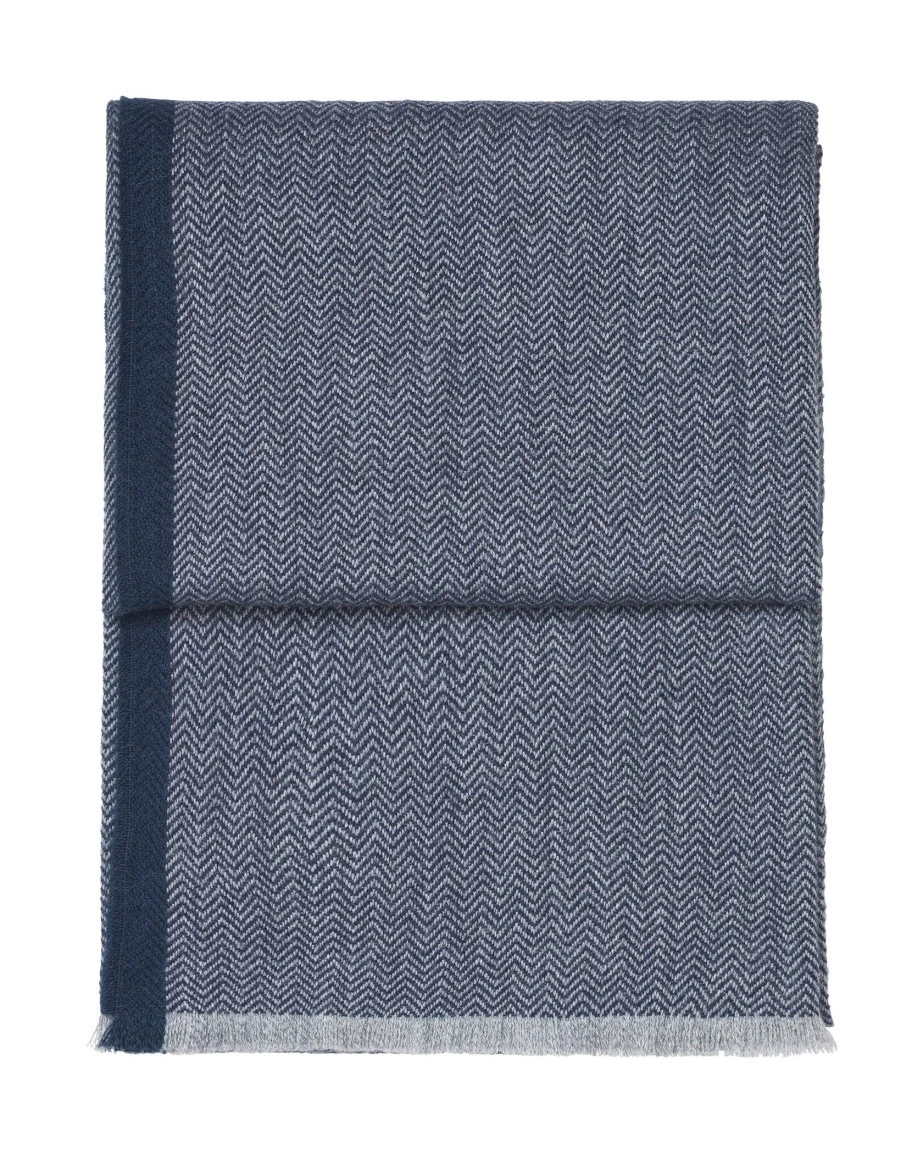 Herringbone dark blue/grey Плед 130/190 беби альпака 100% , 470 гр