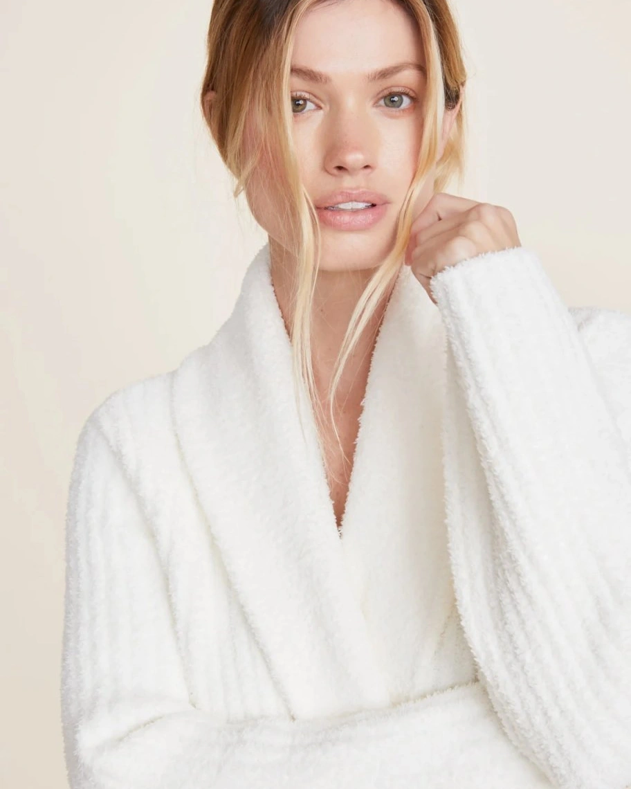 Халат Barefoot Dreams ECO CC RIBBED цвет слоновая кость, трикотаж, рельефная полоска, 100% полиэсте