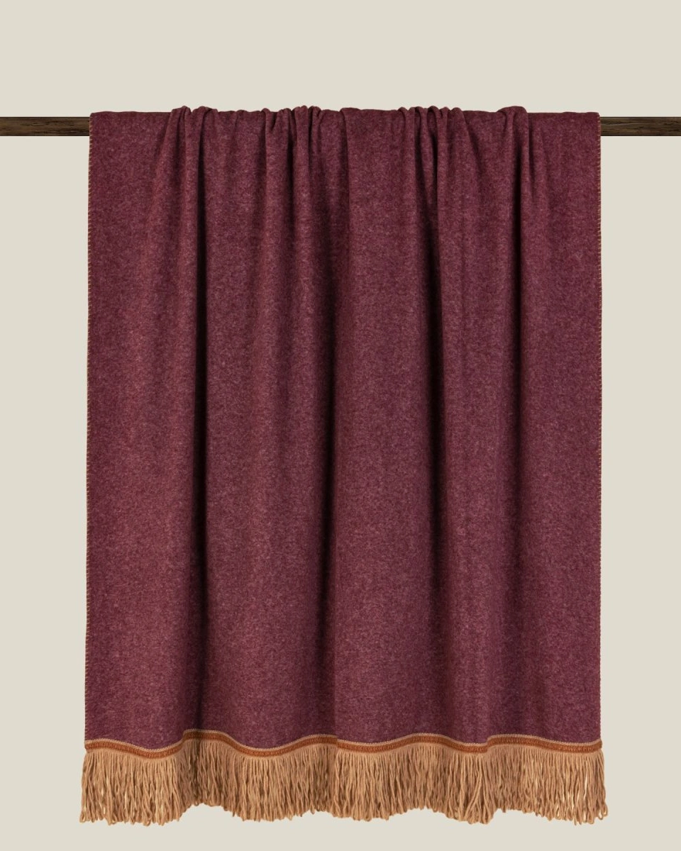 Плед SOFT BAMBOO BURGUNDY с тесьмой BRIGITTE, бордовый, 160х200, бамбук 40% полиэстер 60%, 820г