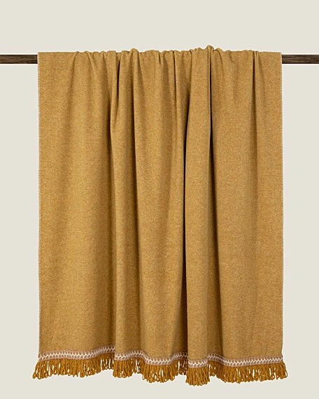 Плед Frati SOFT BAMBOO ZAFFERANO с тесьмой Rousseau, желтый, 160х200, бамбук 40% полиэстер 60%, 820г
