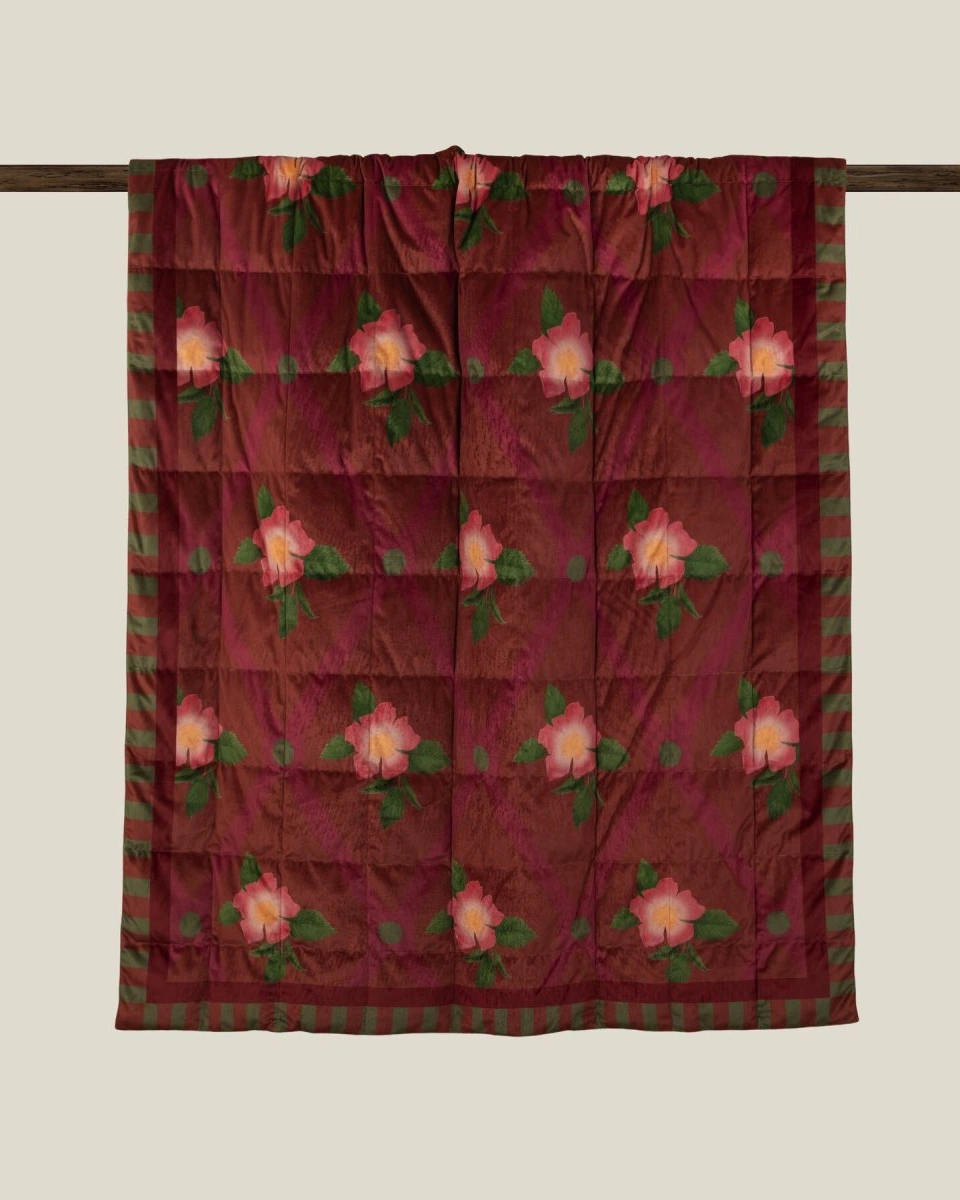 Одеяло-комфортер ROSE FLOWER TERRACOTTA 130х170 вельвет, полиэстер 100%, начинка пух