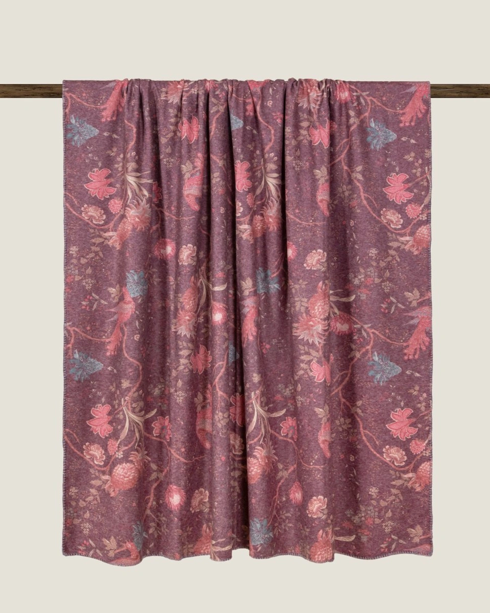 Плед Frati BAMBOO STAMPATOBIRDS OF PARADISE BORDEAUX, бордовый, 150х200, бамбук 40% полиэстер 60%