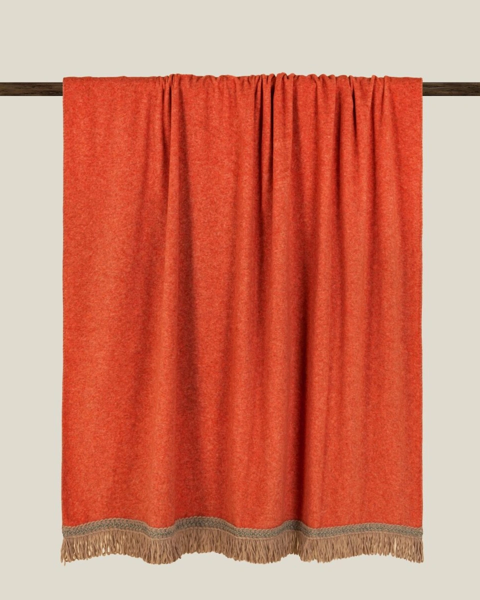 Плед Frati SOFT BAMBOO APRICOT с тесьмой ROUSSEAU, оранжевый, 160х200, бамбук 40% полиэстер 60%, 900