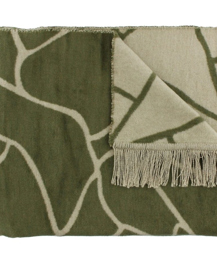 Плед CLAUDI LINEAS OLIVE, 150х200см, 60% хлопок 40% акрил