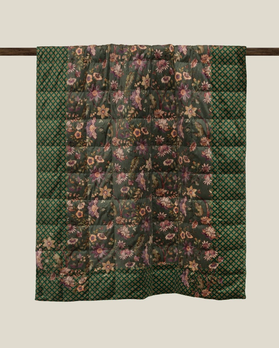 Одеяло-комфортер FLORAL GREEN 130х170 вельвет, полиэстер 100%, начинка пух