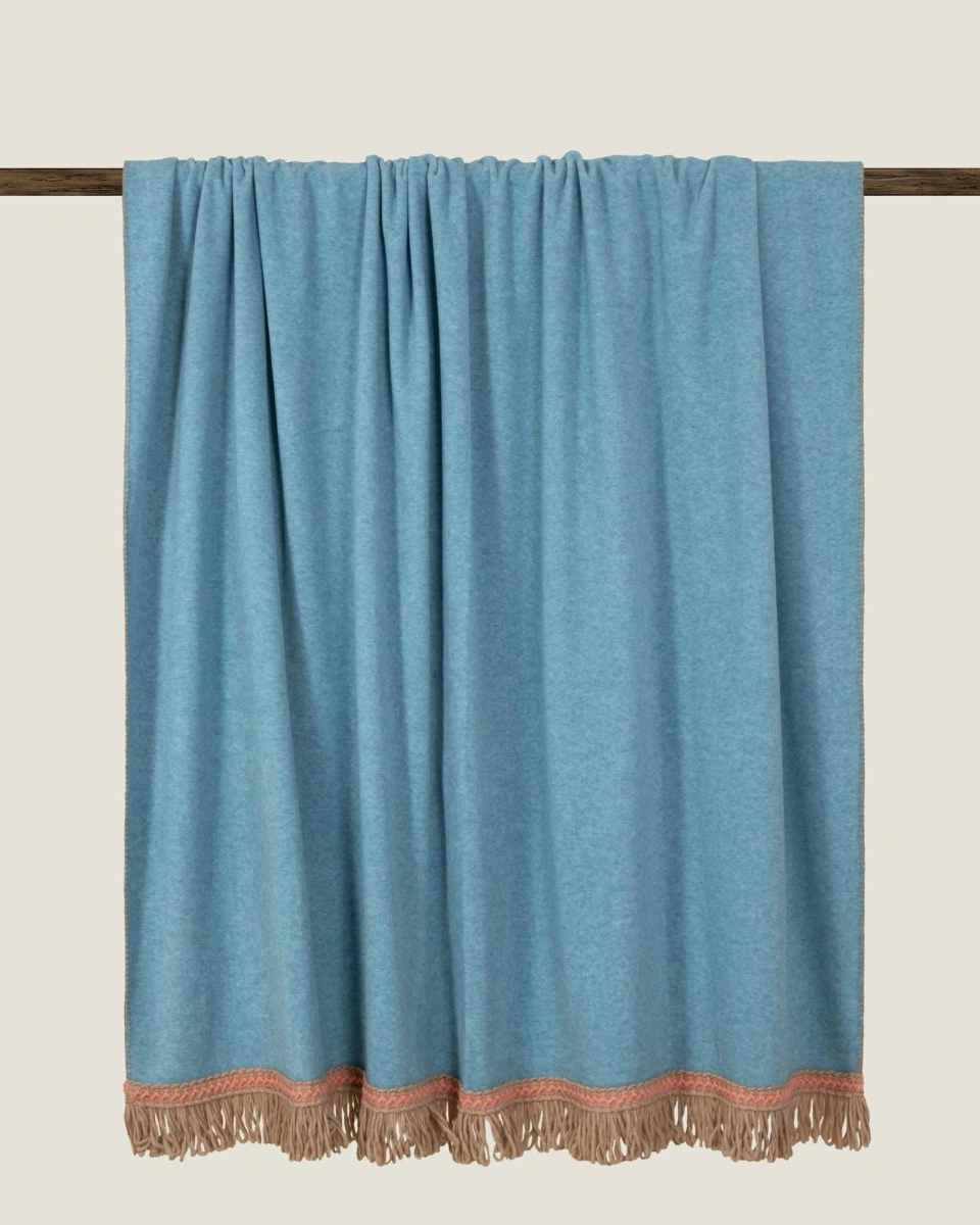 Плед Frati SOFT BAMBOO PAVONE с тесьмой Rousseau, бирюзовый, 160х200, бамбук 40% полиэстер 60%, 820г