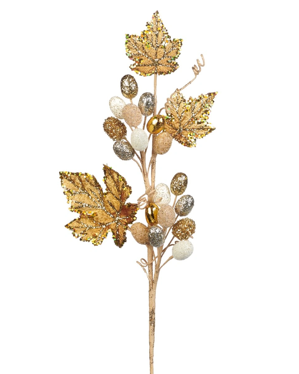 GLT GRAPE/LEAF STEM GLD/CRM Ветка винограда, золото с кремовым 63 см