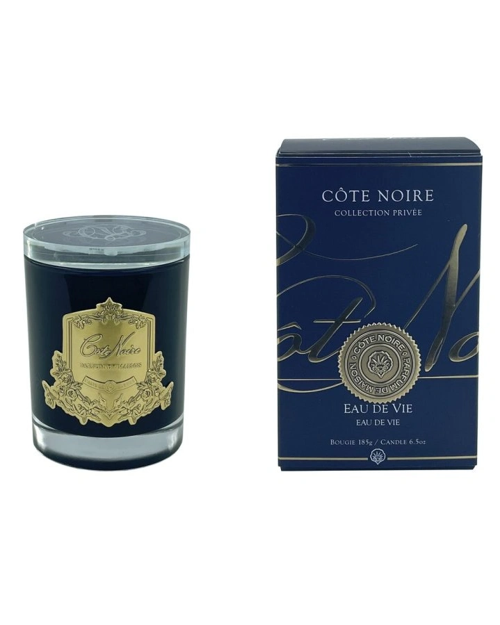 Свеча EAU DE VIE 185 гр, черный стаканчик, золотой декор, 13,5х8х8 см соевый воск