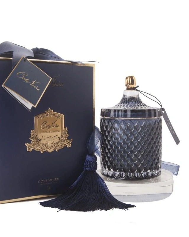 Grand Navy Art Deco Свеча 500г, синий, кисть ароматизированная, соевый воск, спрей 5мл для к