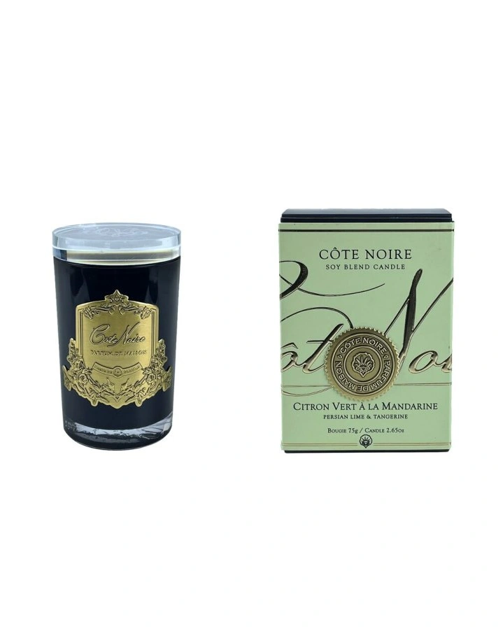 CITRON VERTСвеча 75 гр, черный стаканчик, золотой декор, ВхШхД 11х7,5х7,5см соевый воск, время гор