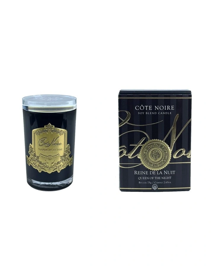Свеча QUEEN OF THE NIGHT75 гр, черный стаканчик, золотой декор, ВхШхД 11х7,5х7,5см соевый воск, вр
