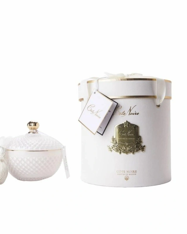 White Round Art Deco Свеча 300 гр, кисточка ароматизированная, спрей 5 мл для кисточки, соевый воск
