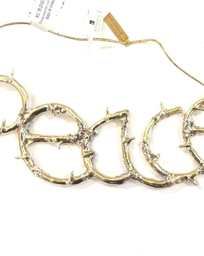 Елочное украшение надпись PEACE, золотой, 20 см