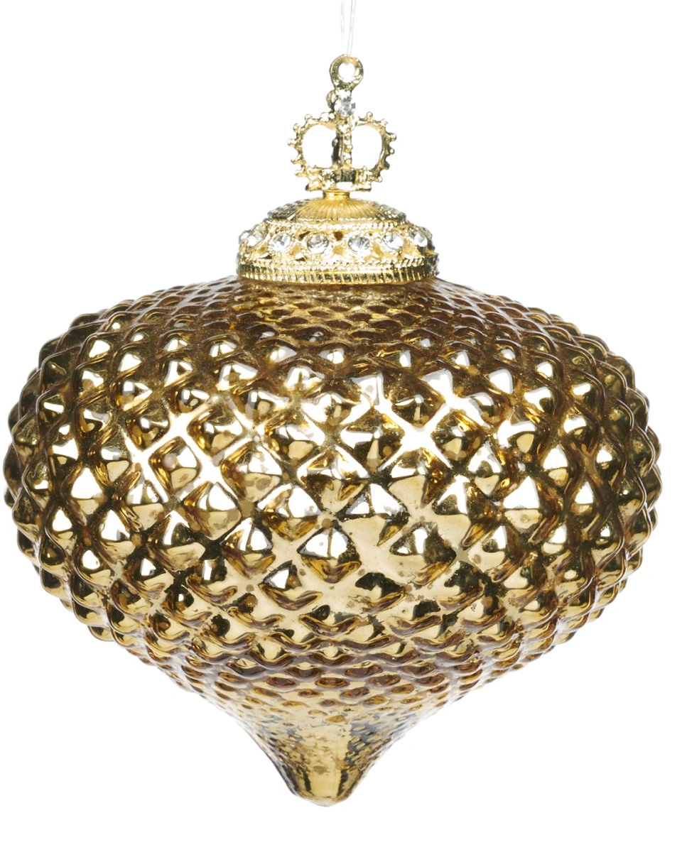 GLSS ЗD NET JEWEL САР ONION ORN GLD Стеклянное украшение луковка золото 10 см