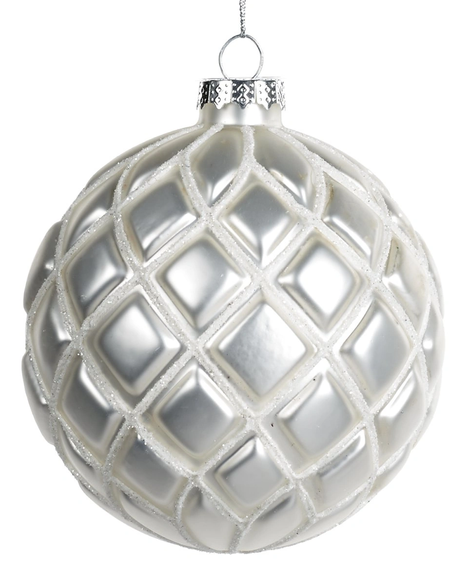 GLSS GLT ЗD NET BALL WH Стеклянный шарик белый 10 см (цена за набор из 2шт)