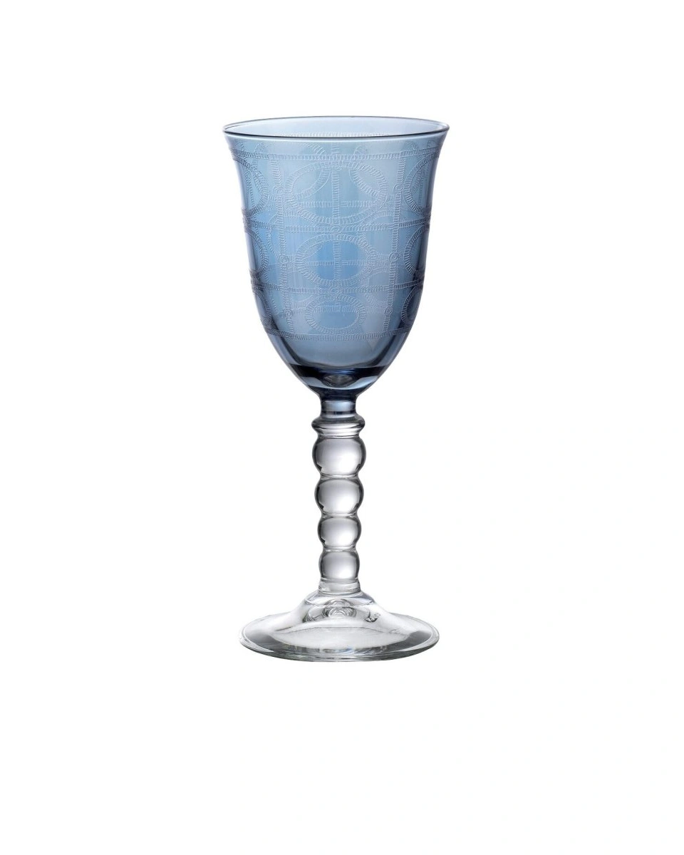 Бокал для вина PERLE blue, голубой, хрустальное стекло, 180 мл, H 17,5
