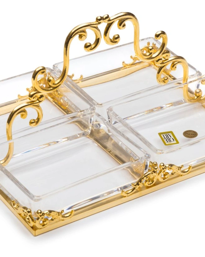 Менажница Cre Art RELISH DISH, 30х20хH20, стекло, позолота 24 карат