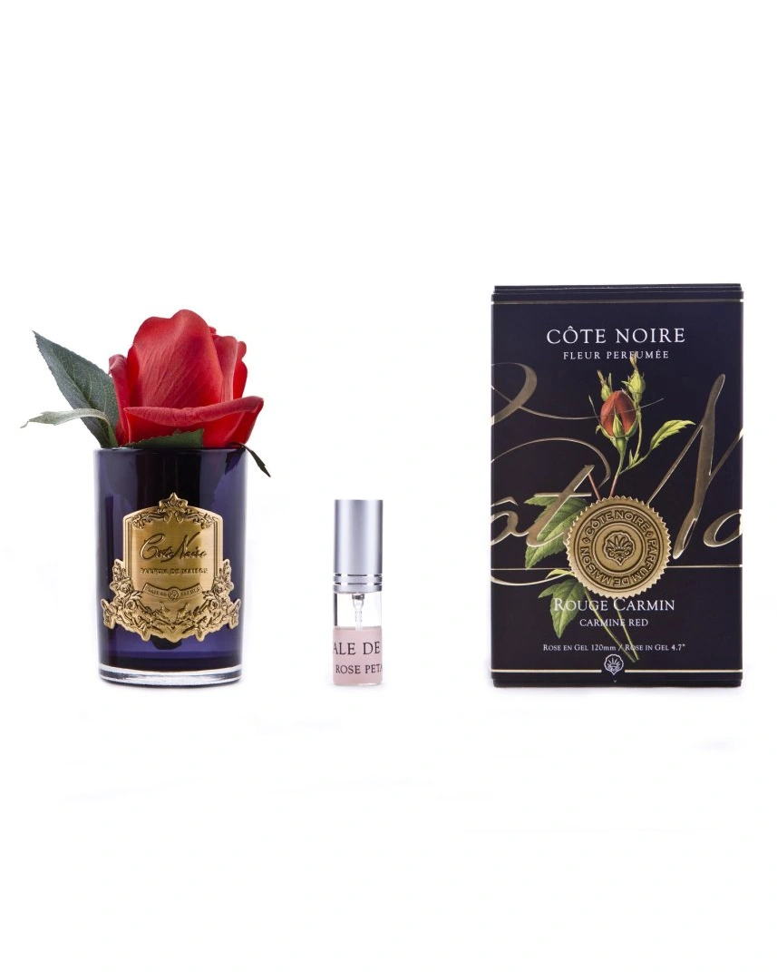 Бутон розы диффузор ROSE BUD carmine red , красный, черная ваза, 1 спрей 5мл