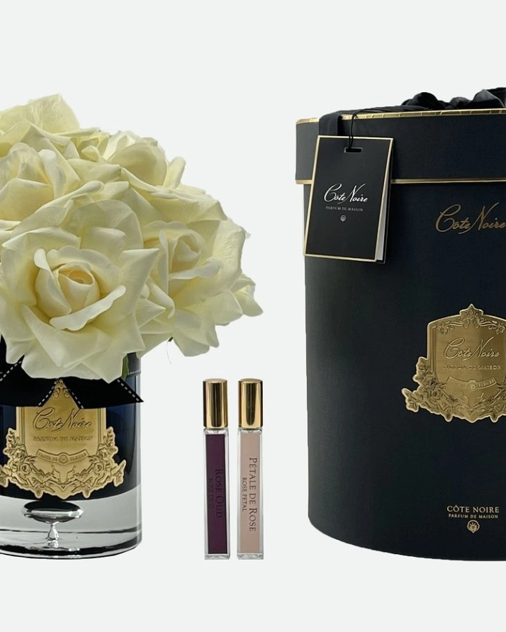 GRAND BOUQUET black glass champagneБольшой букет роз, 2 спрея по 10 мл, черная ваза, шампан