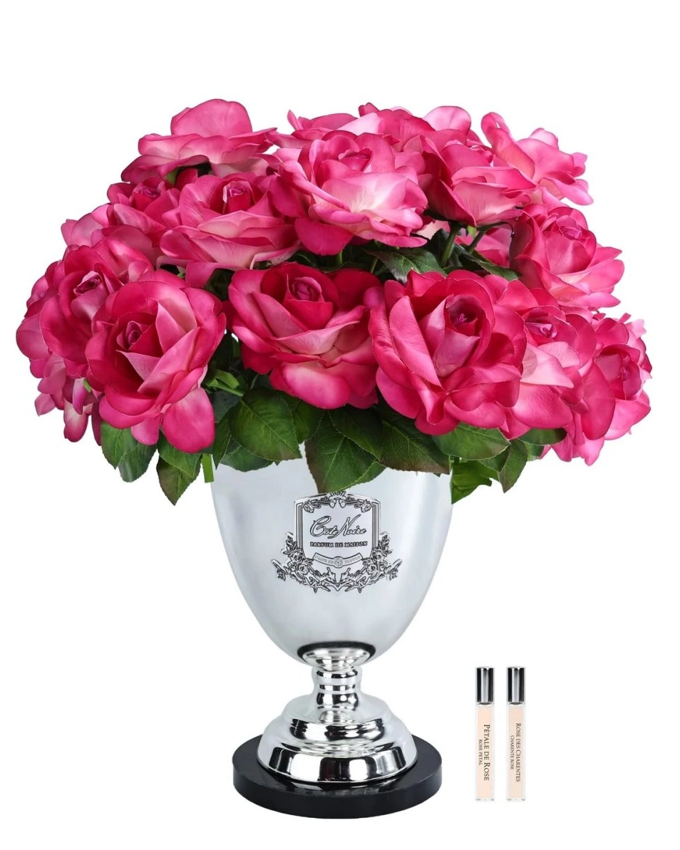 Букет роз Signature Rose Bouquet Magenta, ваза металл, основание мрамор, 2 спрея по 10 мл