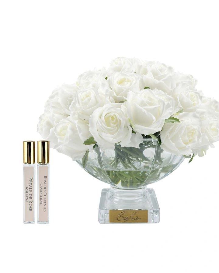 CENTERPIECE ROSE BUDS Букет из бутонов роз, белый, золотой декор, 2 спрея по 10 мл