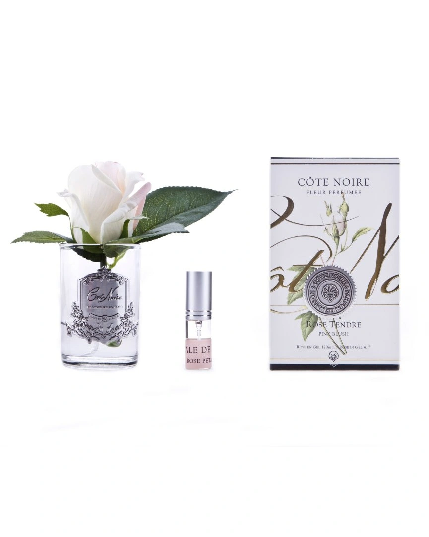 Бутон розы диффузор ROSE BUD blush, светло-розовый, прозрачная ваза, 1 спрей 5 мл