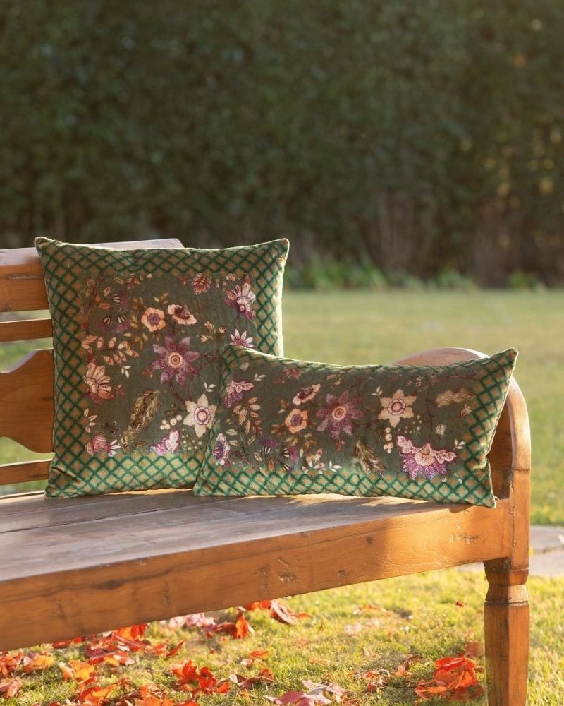 Подушка Frati FLORAL GREEN, зеленый, 50х50, велюр, полиэстер