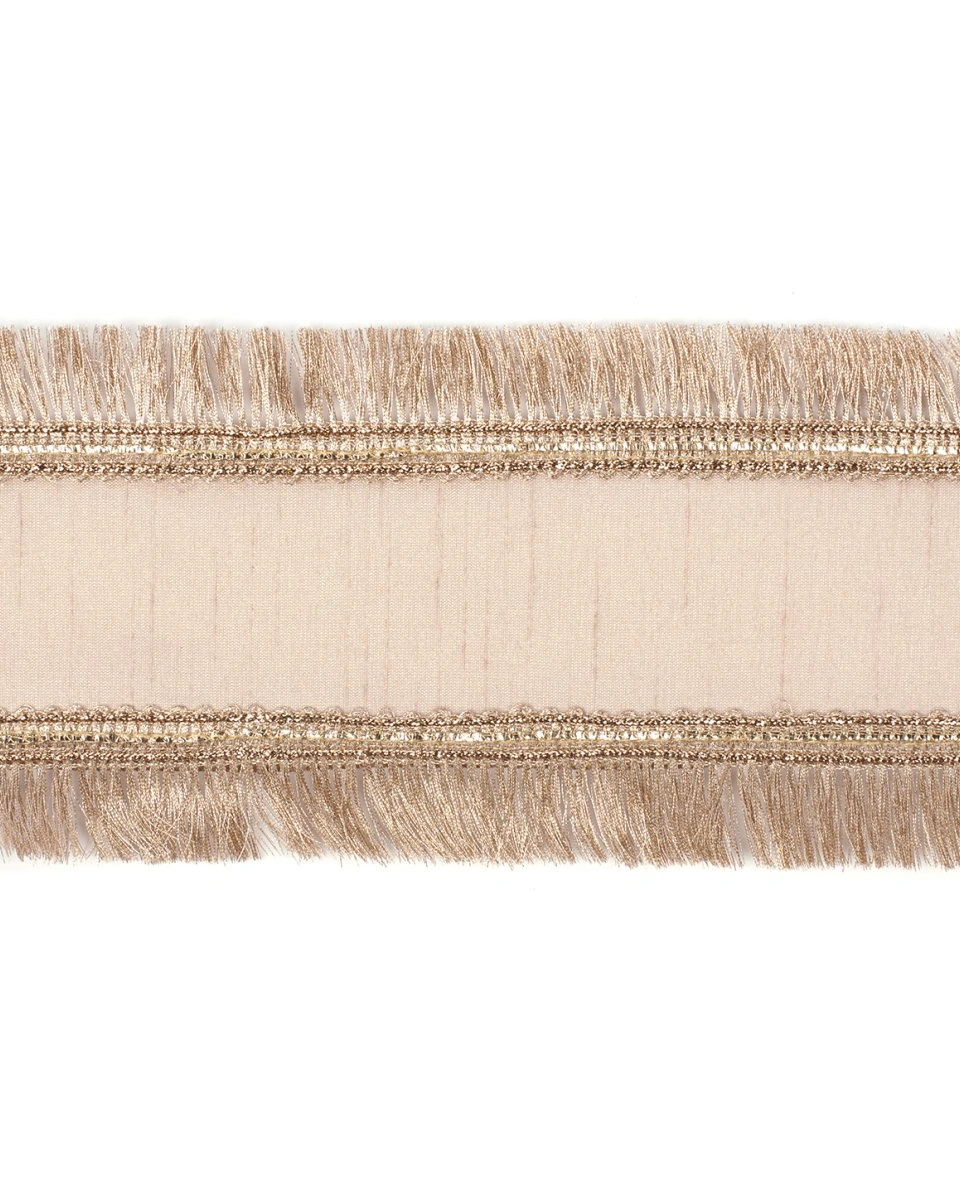 FRINGED EDGES RIBBON CRM/GLD Лента, край бахрома, кремовая с золотом шир 10см длина 5м