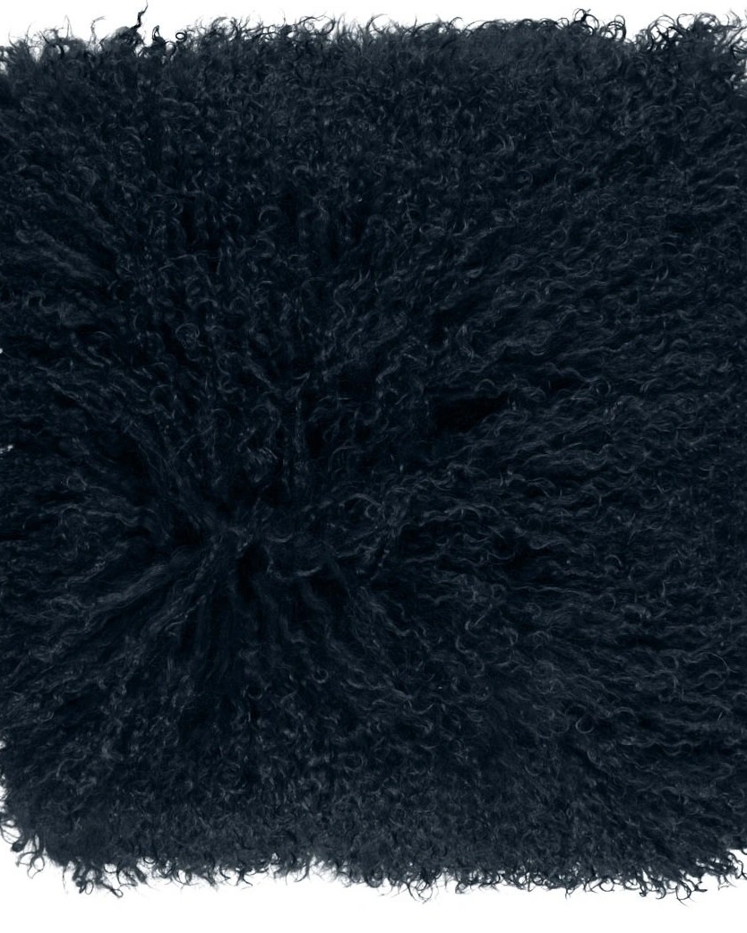 Tibetan NavyПодушка синяя мех тибетской козы 40x40, длина 10-15 см