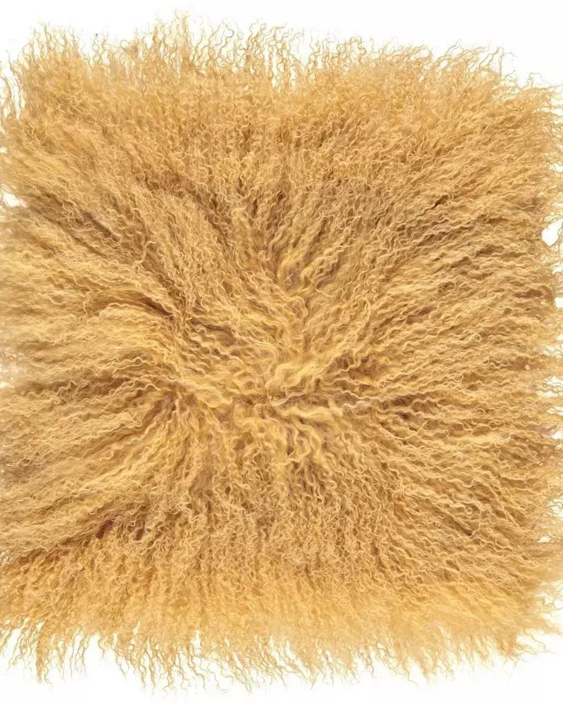 Tibetan Imperial YellowПодушка мех тибетской козы 40x40, длина 10-15 см