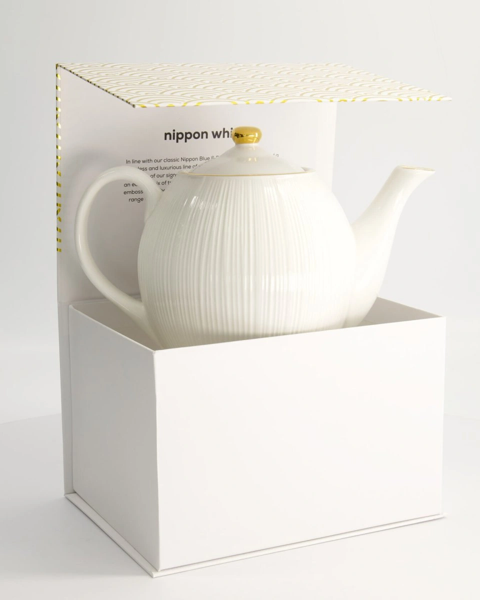 Чайник Nippon White Gold 24x16,5см, 1300мл, рисунок Lines, фарфор